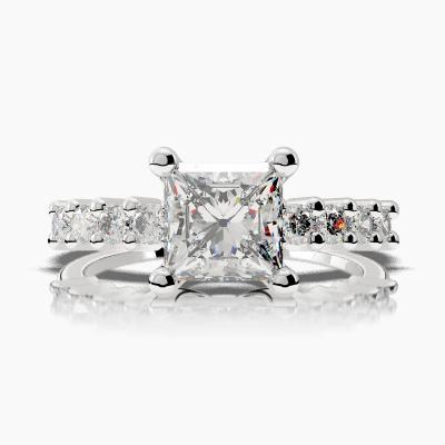 Solitaire Ring with a Princess-Cut Diamond and Side Diamonds TN603113 - Image 2