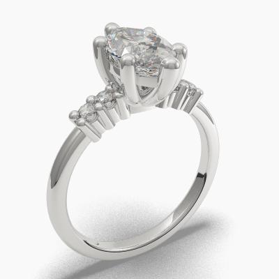 Solitaire Ring with a Marquise-Cut Diamond and Side Diamonds TN605114
