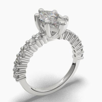 Solitaire Ring with a Marquise-Cut Diamond and Side Diamonds TN605115
