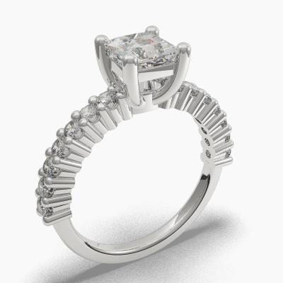 Μονόπετρο Δαχτυλιδι με Διαμάντι σε κοπή Princess Cut και πλαινά Διαμάντια TN603115