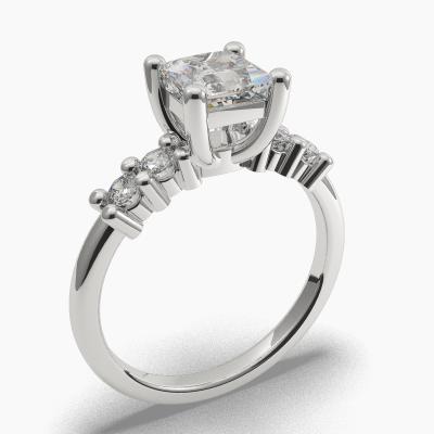 Solitaire Ring with a Princess-Cut Diamond and Side Diamonds TN603116 - Image 1
