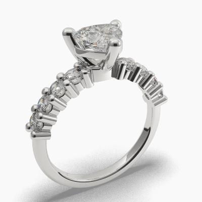 Solitaire Ring with a Heart-Cut Diamond and Side Diamonds TN607117