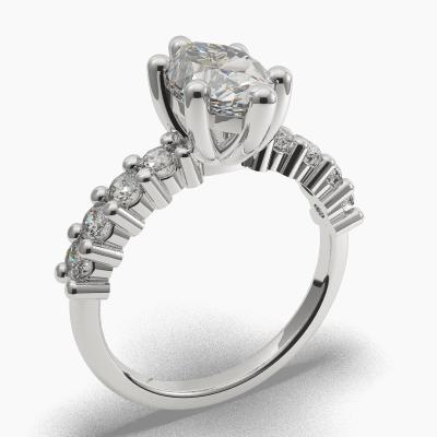 Solitaire Ring with a Marquise-Cut Diamond and Side Diamonds TN605117
