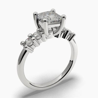 Μονόπετρο Δαχτυλιδι με Διαμάντι σε κοπή Princess Cut και πλαινά Διαμάντια TN603119