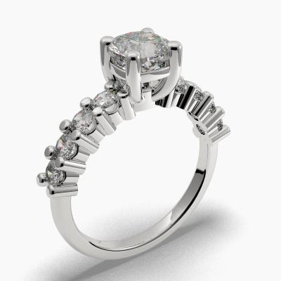 Μονόπετρο Δαχτυλιδι με Διαμάντι σε κοπή Cushion Cut και πλαινά Διαμάντια TN608120