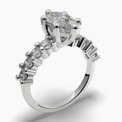 Solitaire Ring with a Marquise-Cut Diamond and Side Diamonds TN605120