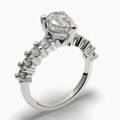Solitaire Ring with a Pear-Cut Diamond and Side Diamonds TN606120 - Image 1