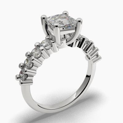 Μονόπετρο Δαχτυλιδι με Διαμάντι σε κοπή Princess Cut και πλαινά Διαμάντια TN603120 - Image 1