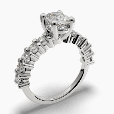 Solitaire Ring with an Oval-Cut Diamond and Side Diamonds TN602121