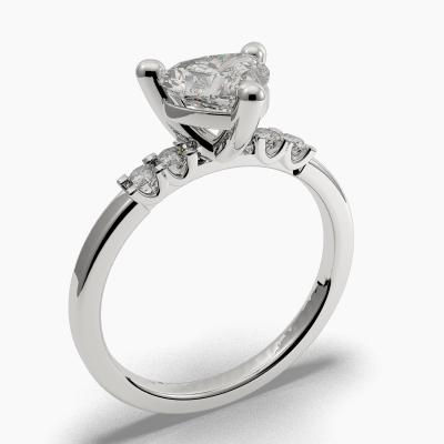 Solitaire Ring with a Heart-Cut Diamond and Side Diamonds TN607122