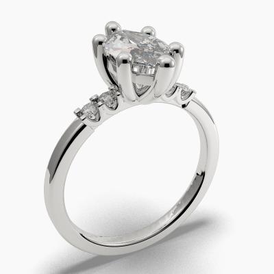Solitaire Ring with a Marquise-Cut Diamond and Side Diamonds TN605122