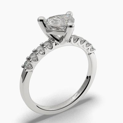 Solitaire Ring with a Heart-Cut Diamond and Side Diamonds TN607123