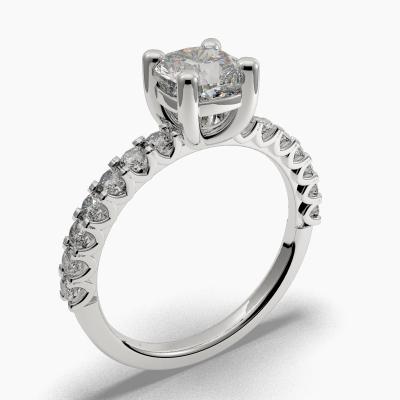 Μονόπετρο Δαχτυλιδι με Διαμάντι σε κοπή Cushion Cut και πλαινά Διαμάντια TN608124