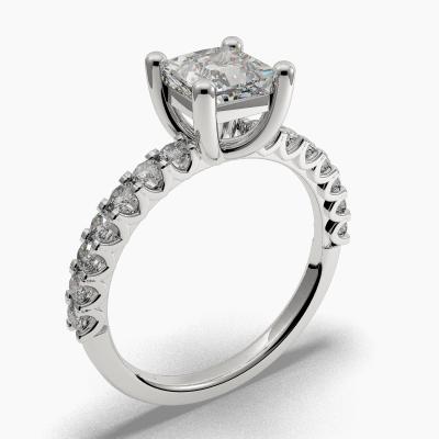 Μονόπετρο Δαχτυλιδι με Διαμάντι σε κοπή Princess Cut και πλαινά Διαμάντια TN603124