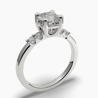 Μονόπετρο Δαχτυλιδι με Διαμάντι σε κοπή Cushion Cut και πλαινά Διαμάντια TN608125