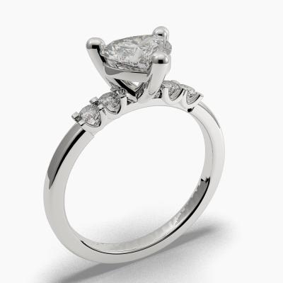 Solitaire Ring with a Heart-Cut Diamond and Side Diamonds TN607125 - Image 1
