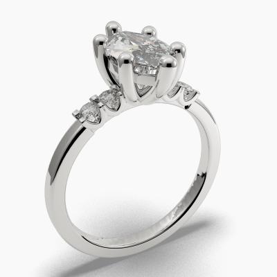 Solitaire Ring with a Marquise-Cut Diamond and Side Diamonds TN605125