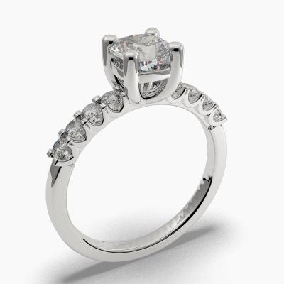 Μονόπετρο Δαχτυλιδι με Διαμάντι σε κοπή Cushion Cut και πλαινά Διαμάντια TN608126