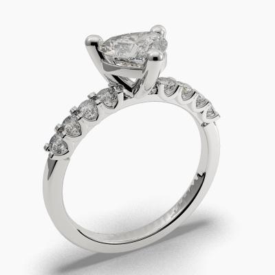 Solitaire Ring with a Heart-Cut Diamond and Side Diamonds TN607126