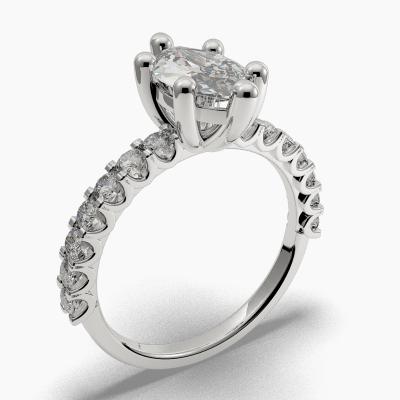 Solitaire Ring with a Marquise-Cut Diamond and Side Diamonds TN605127
