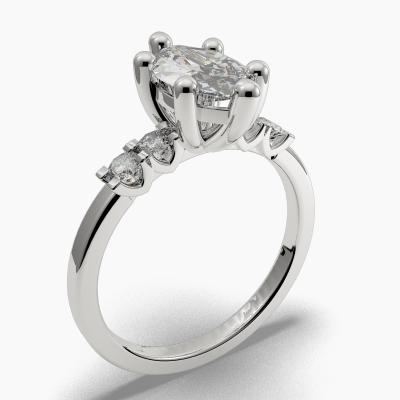 Solitaire Ring with a Marquise-Cut Diamond and Side Diamonds TN605128