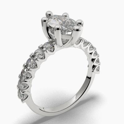 Solitaire Ring with a Marquise-Cut Diamond and Side Diamonds TN605130 - Image 1