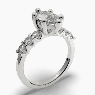 Solitaire Ring with a Marquise-Cut Diamond and Side Diamonds TN605132