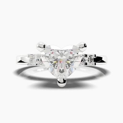 Solitaire Ring with a Heart-Cut Diamond and Side Diamonds TN607125 - Image 2