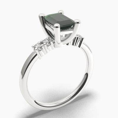 Emerald Emerald-Cut Side Stones Diamonds Engagement Ring 614110