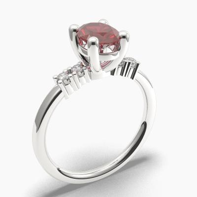 Ruby Oval-Cut Side Stones Diamonds Engagement Ring 632110