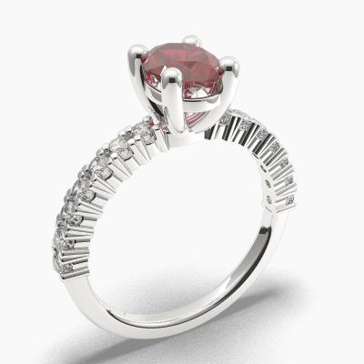 Ruby Oval-Cut Side Stones Diamonds Engagement Ring 632111