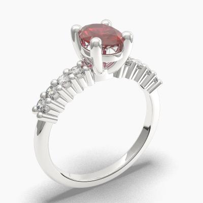 Ruby Oval-Cut Side Stones Diamonds Engagement Ring 632113