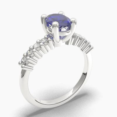 Sapphire Oval-Cut Side Stones Diamonds Engagement Ring 622113