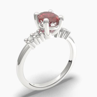 Ruby Oval-Cut Side Stones Diamonds Engagement Ring 632114