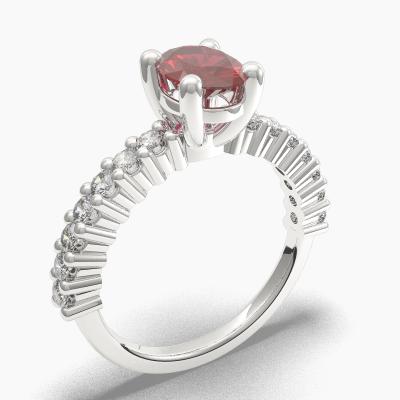 Ruby Oval-Cut Side Stones Diamonds Engagement Ring 632115