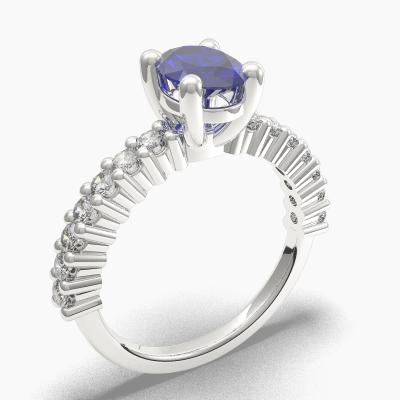 Sapphire Oval-Cut Side Stones Diamonds Engagement Ring 622115