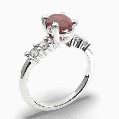 Ruby Oval-Cut Side Stones Diamonds Engagement Ring 632116