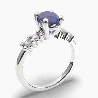 Sapphire Oval-Cut Side Stones Diamonds Engagement Ring 622116