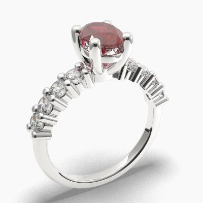 Ruby Oval-Cut Side Stones Diamonds Engagement Ring 632117