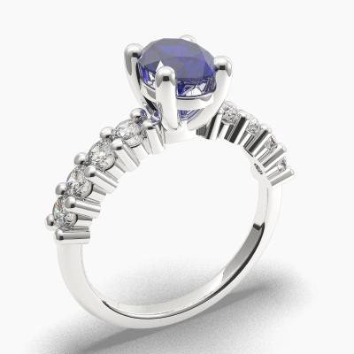 Sapphire Oval-Cut Side Stones Diamonds Engagement Ring 622117