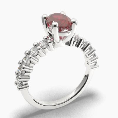 Ruby Oval-Cut Side Stones Diamonds Engagement Ring 632118