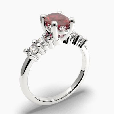 Ruby Oval-Cut Side Stones Diamonds Engagement Ring 632119