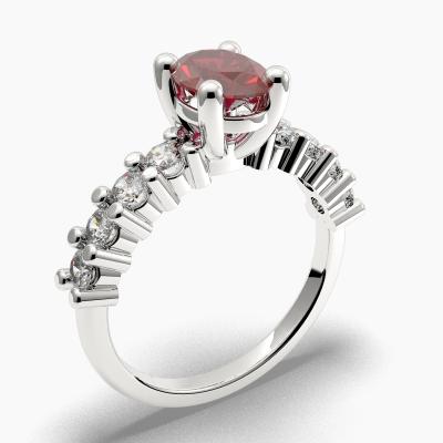 Ruby Oval-Cut Side Stones Diamonds Engagement Ring 632120