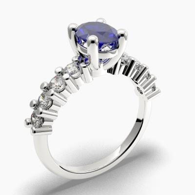 Sapphire Oval-Cut Side Stones Diamonds Engagement Ring 622120