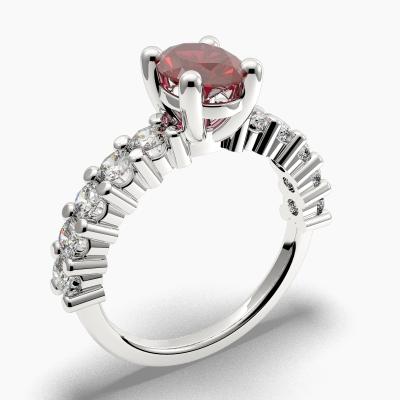 Ruby Oval-Cut Side Stones Diamonds Engagement Ring 632121