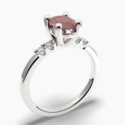 Ruby Oval-Cut Side Stones Diamonds Engagement Ring 632122