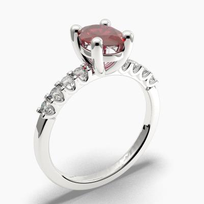Ruby Oval-Cut Side Stones Diamonds Engagement Ring 632123