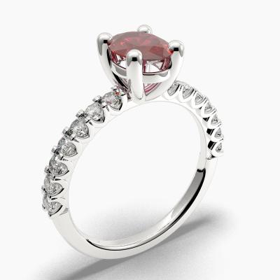 Ruby Oval-Cut Side Stones Diamonds Engagement Ring 632124