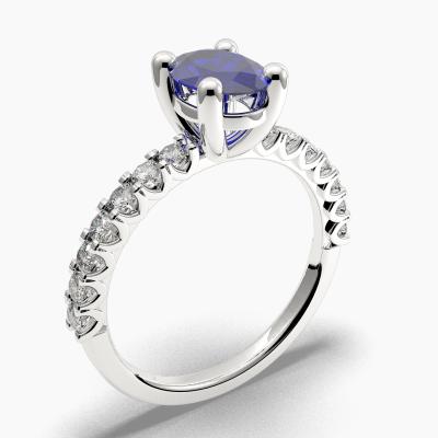Sapphire Oval-Cut Side Stones Diamonds Engagement Ring 622124