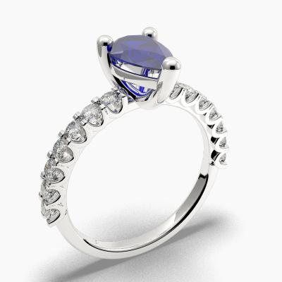 Sapphire Pear-Cut Side Stones Diamonds Engagement Ring 626127